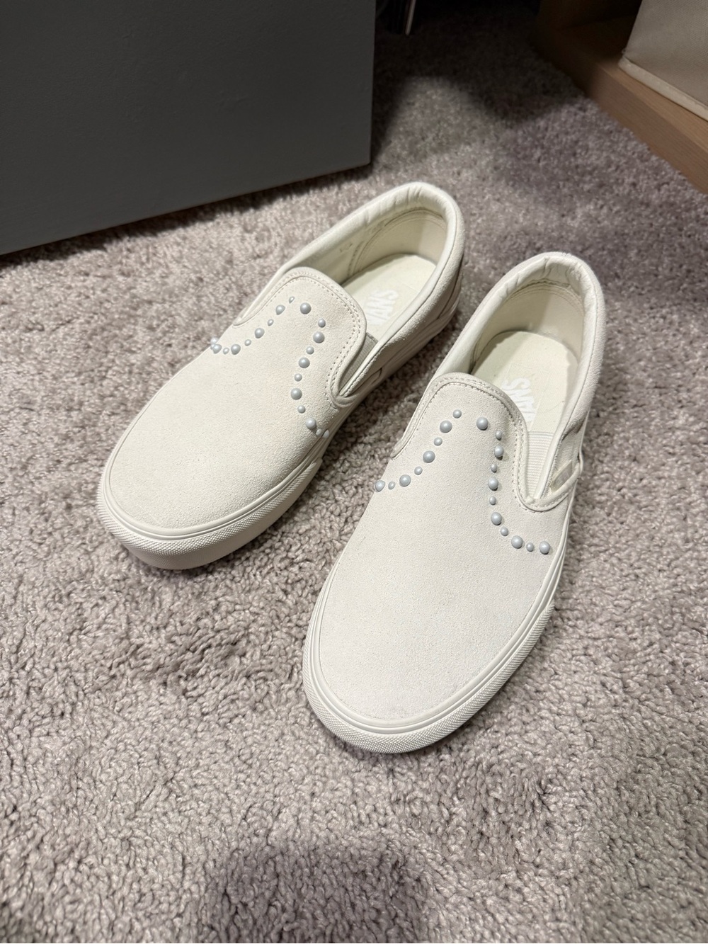 Vans Women's White Slip-On Studded Casual Sneaker